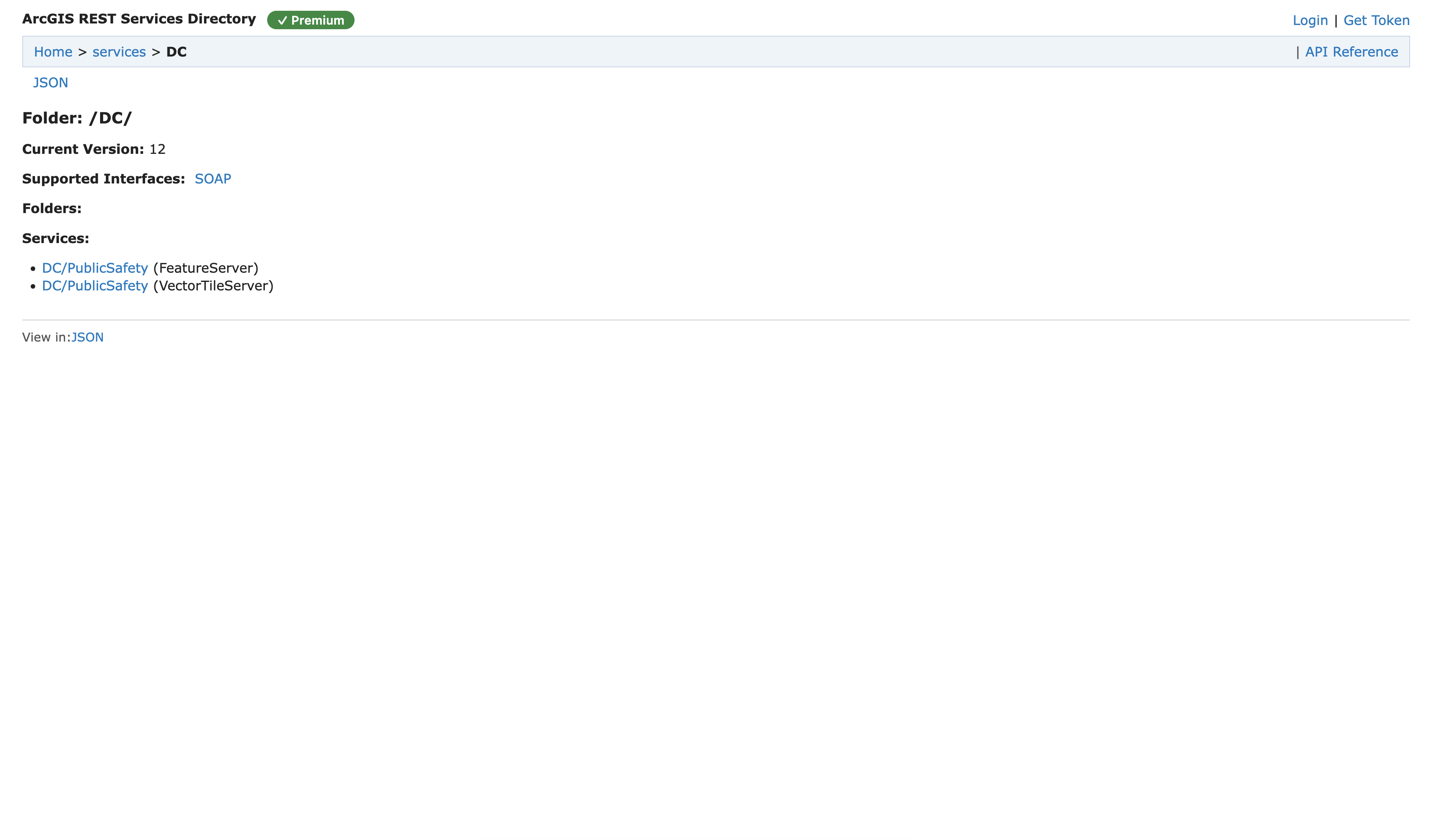Open a folder to list its FeatureServer & VectorTileServer services.
